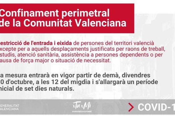 XIMO PUIG ANUNCIA EL CONFINAMENT PERIMETRAL DE LA COMUNITAT VALENCIANA COM A MESURA FRONT A LA COVID