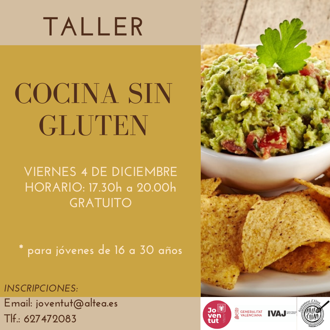 L’ÀREA DE JOVENTUT PRESENTA UN TALLER GRATUÏT DE CUINA SENSE GLUTEN