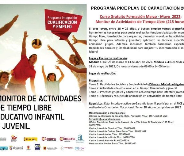 MARTA LLORET, EDIL DE JOVENTUT, INFORMA DEL CURS «MONITOR/A D’ACTIVITATS TEMPS LLIURE EDUCATIU INFANTIL I JUVENIL» PER A JOVES DE 18 A 29 ANYS